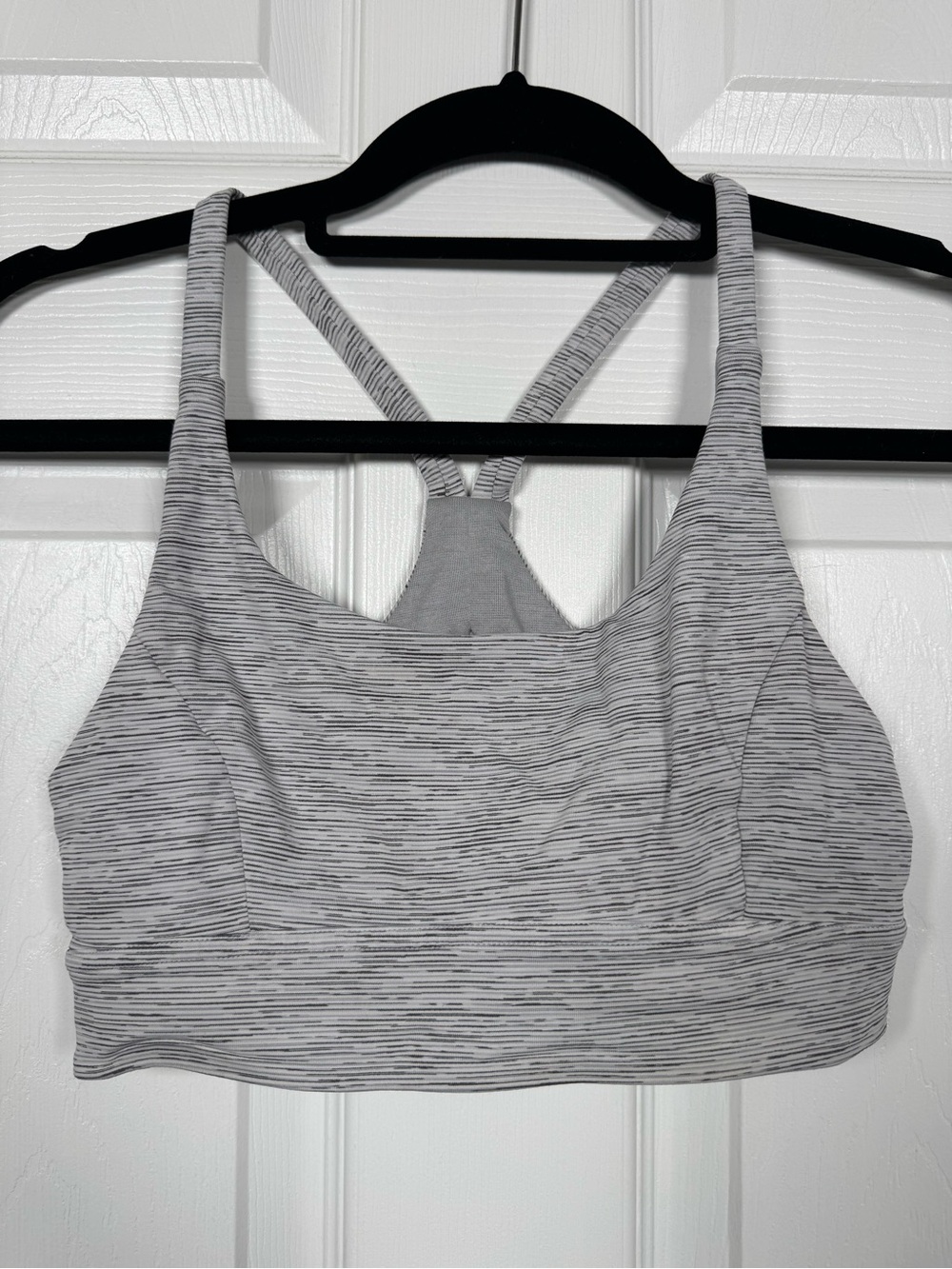 Lululemon Sports Bra Size 6 Gray Space Dye Racerback Strappy Yoga